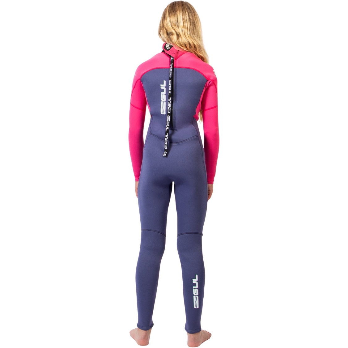2026 Gul Junior Response Natur 3/2mm Flatlock Back Zip Wetsuit RE1322-BLPI - Blue / Pink
